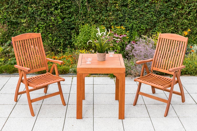 Maracaibo Set 3tlg., 2 Klappsessel, Balkonausziehtisch 65 (130) x 70 cm