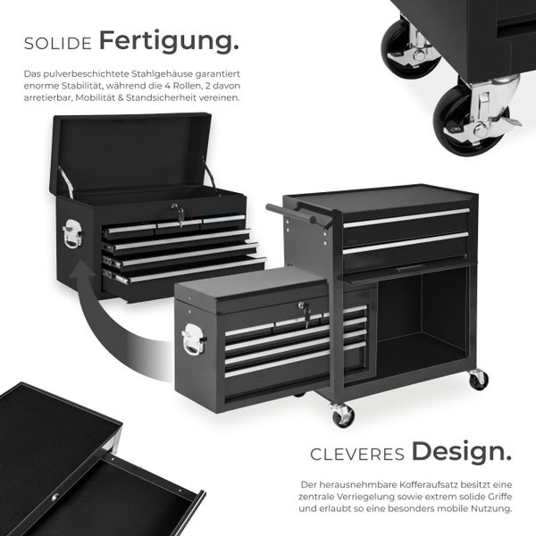Werkstattwagen-Kombination mit Werkzeugkiste und Rollen