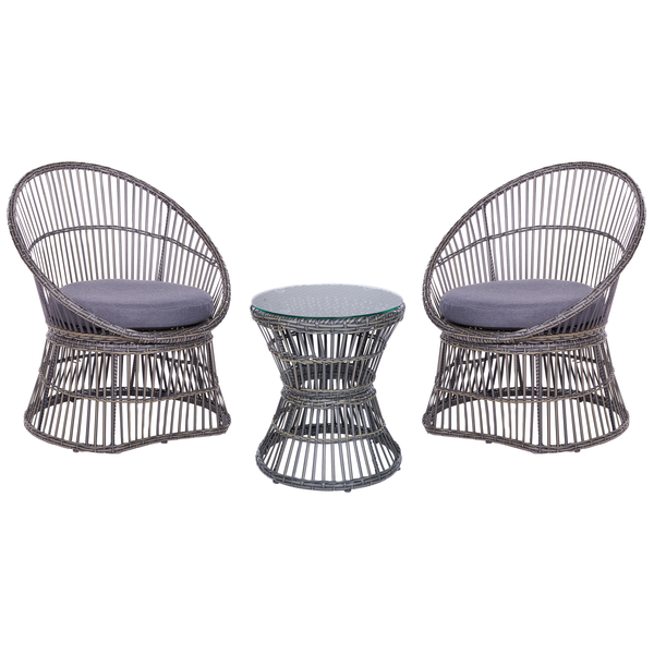 Bistro Set inkl. Kissen MESYNA Polyrattan Taupe