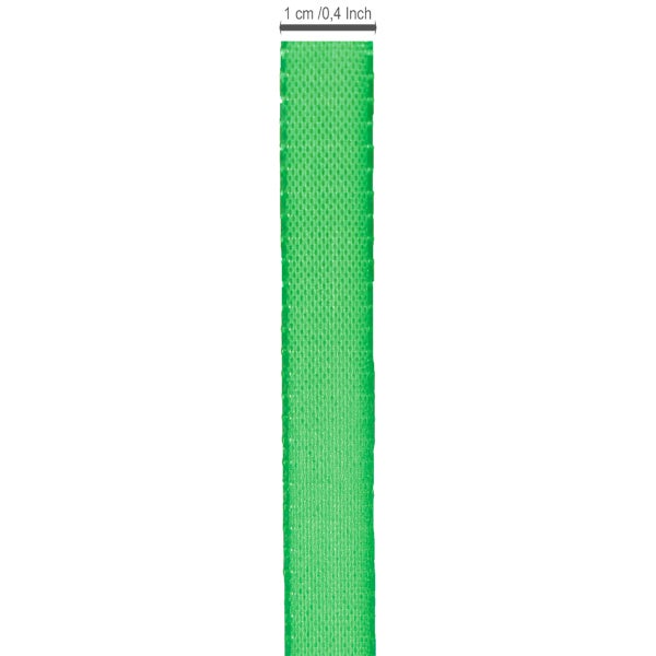 Grünes Textilband mit einer Breite von 1 cm.