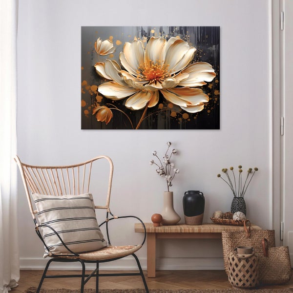 Leinwandbild Abstrakt Blumen Modern Bilder Wohnzimmer 100X70 cm