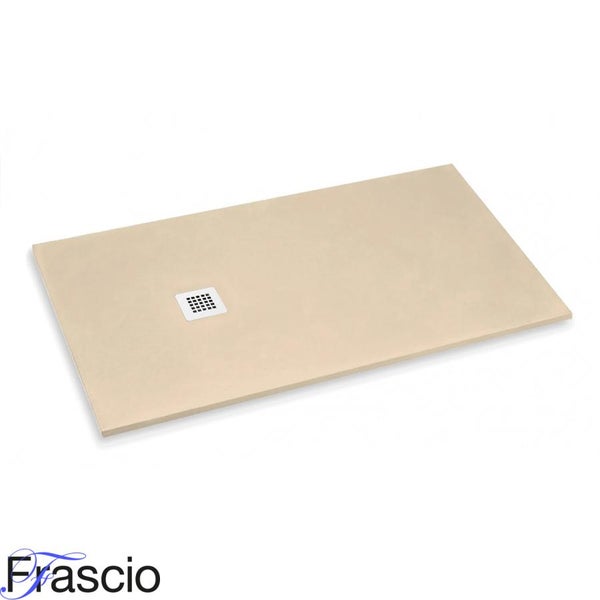 Duschwanne 80X100 cm Vulcano Line Slim Hellelfenbein Ral 1015 aus Kunstharz und Marmorpulver mit freiem Abfluss - FRASCIO