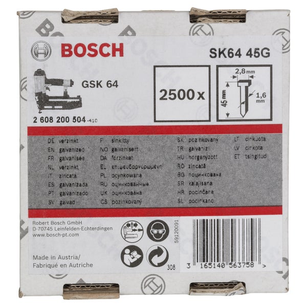 Bosch Senkkopf-Stift SK64 45G, 1,6 mm, 45 mm, verzinkt - 2608200504