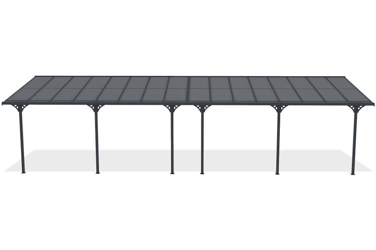 Angebaute Pergola/Carport 30m² KLEO 1000L300 Aluminium Grau