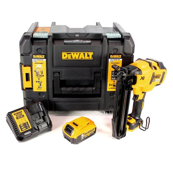 DeWalt Akku-Nagler Set inklusive Akku, Ladegerät und robustem Transportkoffer.