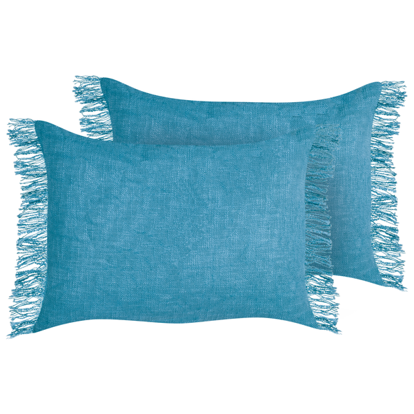 Dekokissen 2er Set MABA Baumwolle 50 x 35 cm Blau Ohne Muster
