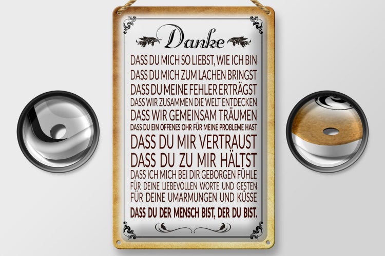 Blechschild Spruch 20x30cm Danke dass du bist der du bist