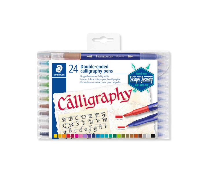 STAEDTLER Schreib- und Zeichbedarf 3005 Doppelfasermaler Kalligraphie, 24er Set Kalligrafie Fasermaler, 24 Stück