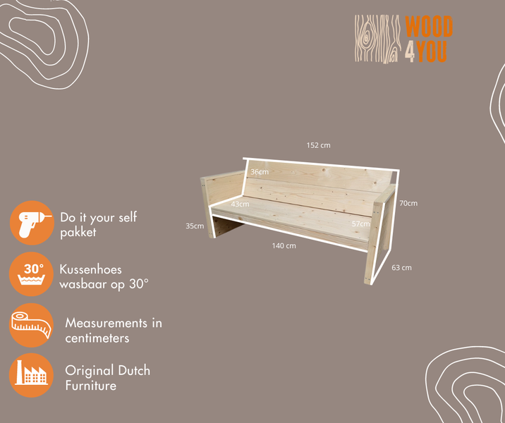 Wood4you - Gartenbank - Bausatz zum Selbermachen 175Lx72Hx63T