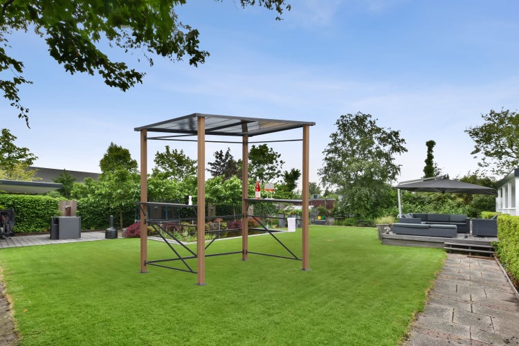 Luxus-Grillpavillon, 235 x 150 x 227 cm, anthrazit mit Holzoptik