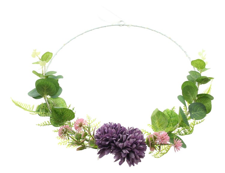 FRANK FLECHTWAREN | LED-Ring Blumen, KUNSTSTOFF, METALL, D: 30 cm