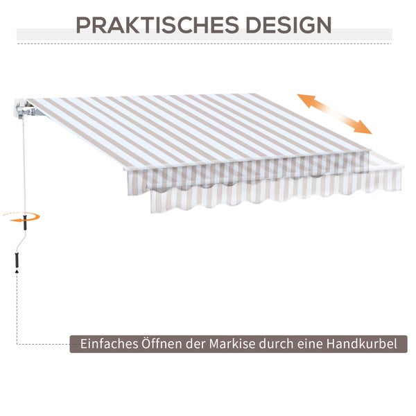 Outsunny Markise mit Handkurbel, Gelenkarmmarkise, Sonnenschutz, 3 x 2,5 m,  Alu, Berge