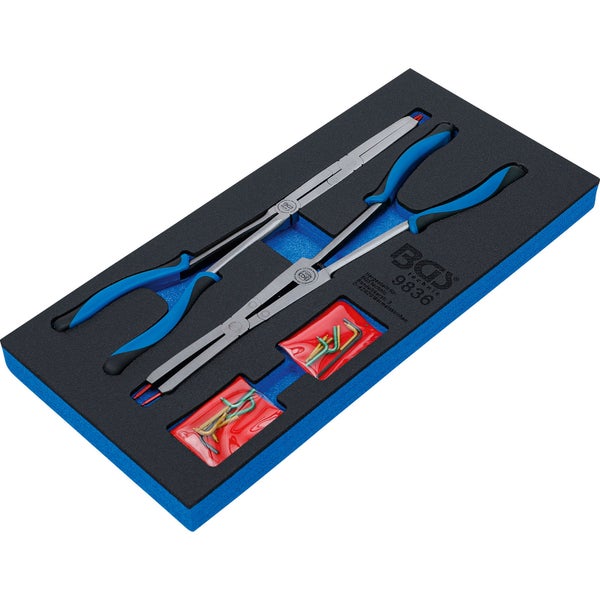 BGS Werkstattwageneinlage 1/3: Doppelgelenk-Sprengringzangen-Satz auswechselbare Spitzen 345 mm - 9836
