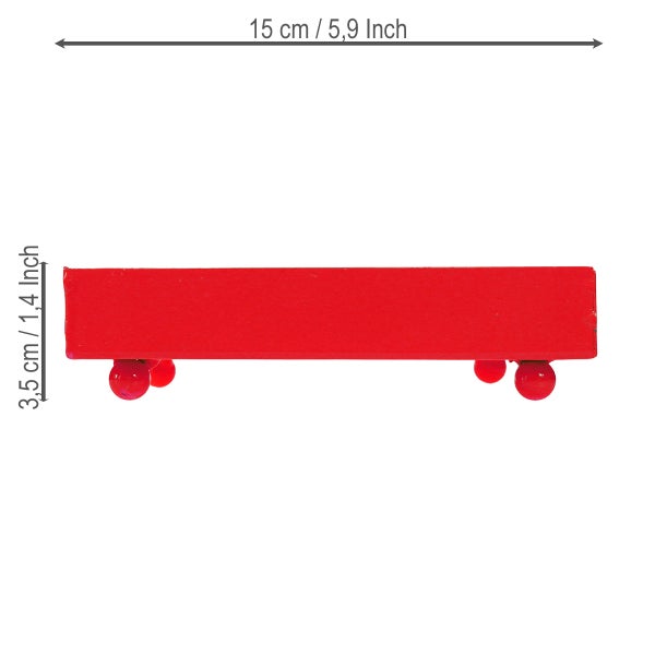 Roter Pflanzenroller aus Holz, 15 x 3,5 cm