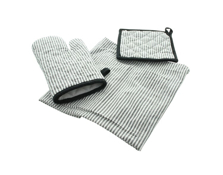 FRANK FLECHTWAREN|Küchenhelfer Streifen, 3tlg., 60 x 84 cm, 16 x 32 cm, 20 x 20 cm, BAUMWOLLE