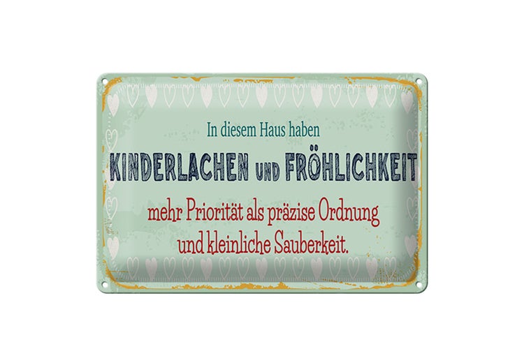Blechschild Spruch 30x20cm Kinderlachen und Fröhlichkeit