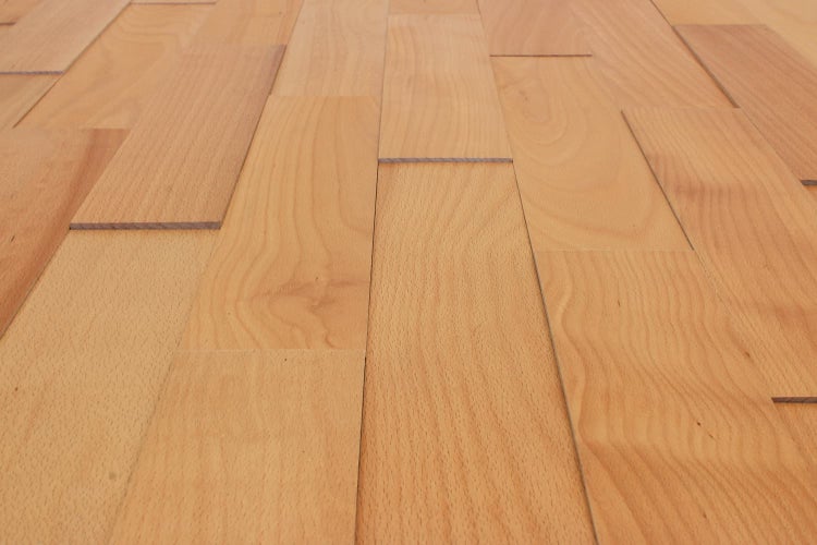 Helle Buchenparkettboden-Ansicht