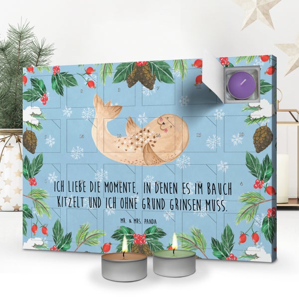Mr. & Mrs. Panda Duftkerzen Adventskalender Robbe Liegen - Blau Pastell