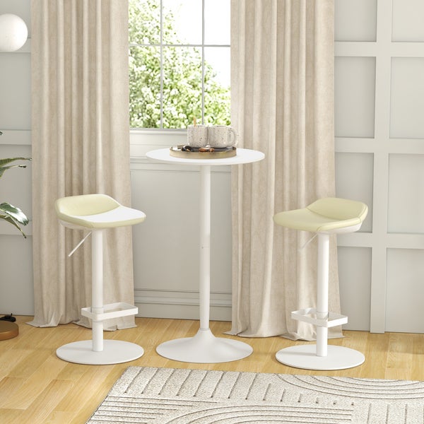 HOMCOM Bartisch Stehtisch Esstisch Runder Tresentisch, Küchentisch für Wohnzimmer, Esszimmer, Stahl, Weiß, Ø60 x 102 cm