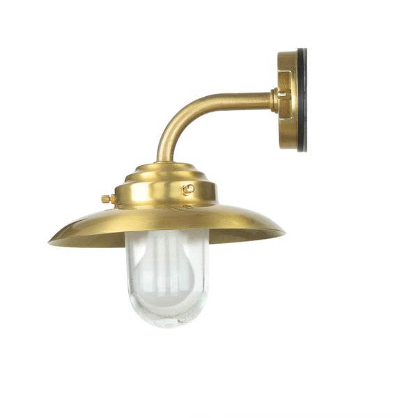 Wandleuchte aus Messing mit Glasschirm