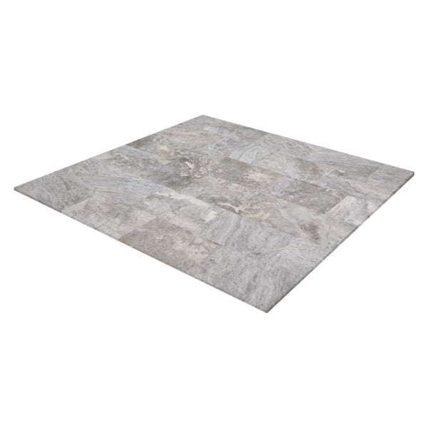 Wohnrausch Travertin Terrassenplatten SILVER GREY 61 x 40,6 x 3 cm, getrommelt, grau