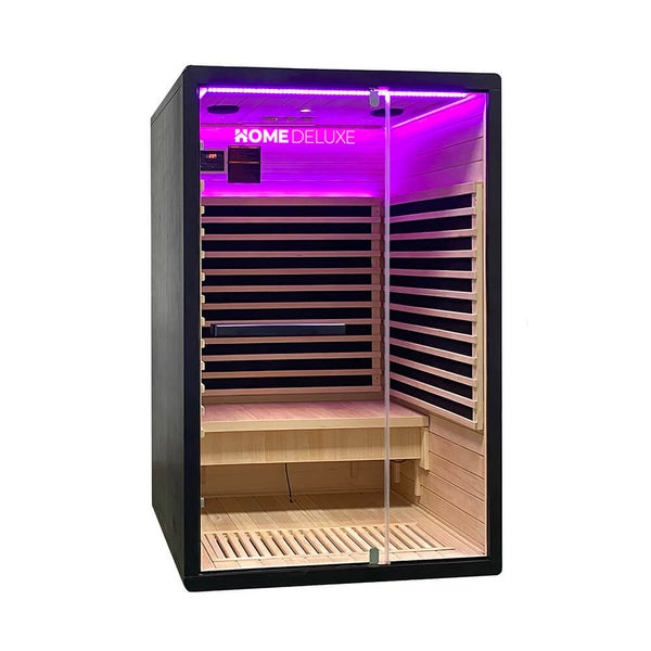 Home Deluxe Infrarotsauna mit Holzwandverkleidung und Glastür und LED Beleuchtung