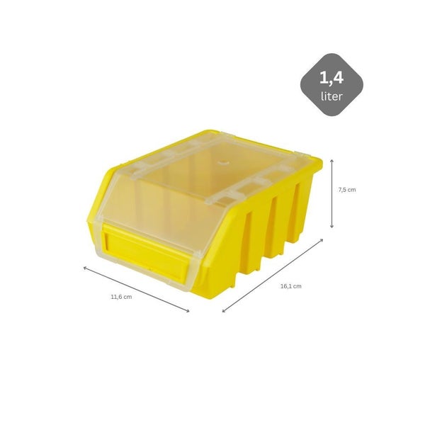 PROREGAL SuperSparSet 5x Sichtlagerbox 2 mit Deckel HxBxT 7,5 x 11,6 x 16,1 cm Polypropylen Gelb