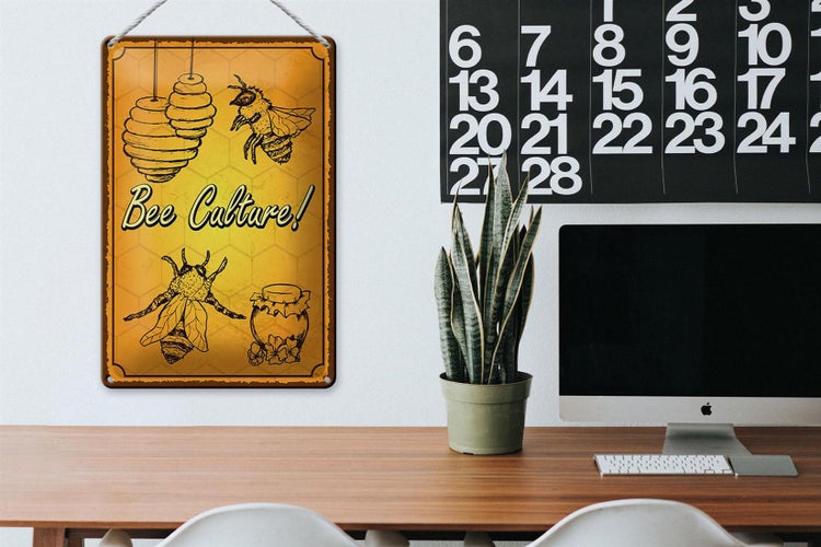 Blechschild Spruch 20x30cm Bee culture Biene Honig Imkerei