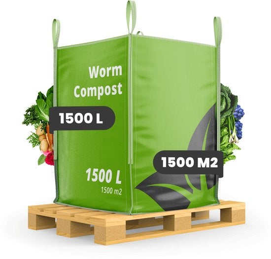 Wurmkiste mit 1500 Litern Inhalt auf Palette