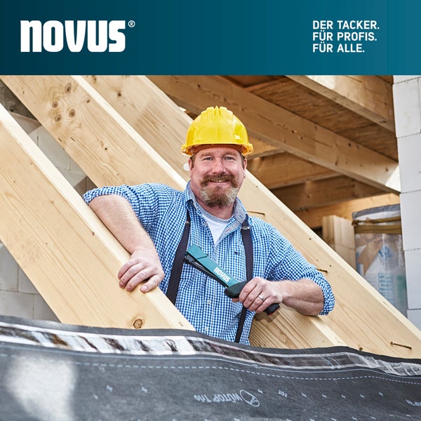 Novus Tools Hammertacker J-044, 6–12 mm Typ G, Premium-Tacker geeignet für Flachdrahtklammern mit Prallplatte für Oberflächenschutz 030-0453