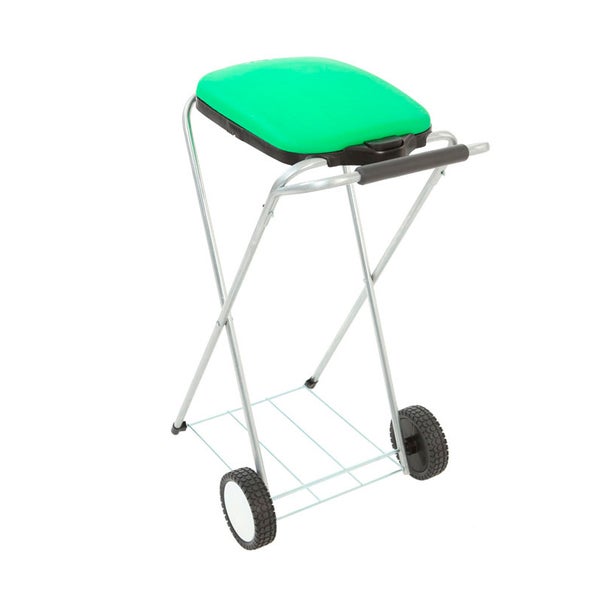 PROREGAL Klassischer Abfallsackständer Mit Deckel und Rollen HxBxT 83 x 44 x 56 cm Verzinkte Rohre Grün