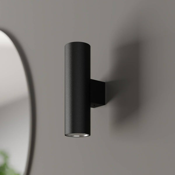 Euluna Wandleuchte, Wandlampe Innen Marion (Modern) in Schwarz aus Metall (2 flammig GU10) - Wandstrahler Wandbeleuchtung Schlafzimmer / Wohnzimmer Wohnzimmerleuchte