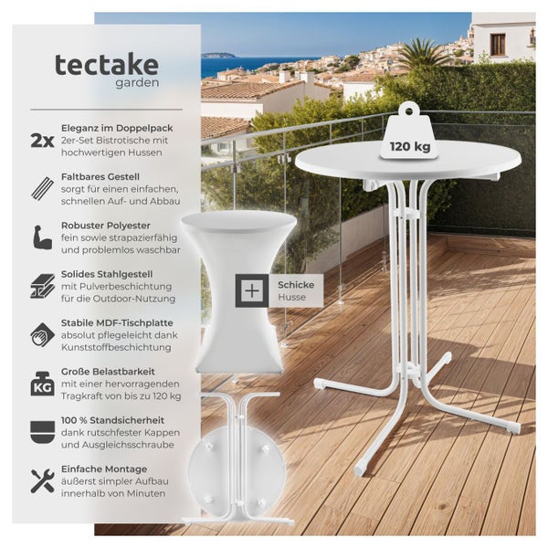 tectake Gartentisch Bistroset mit Hussen, belastbar bis 120 Kilogramm