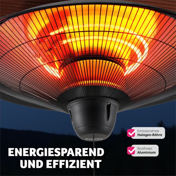 Infrarotheizstrahler tectake Solaris Orbit einfache Montage, 58 x 58 x 32 cm 2 Leistungsstufen, 1250 und 2500 W schwarz