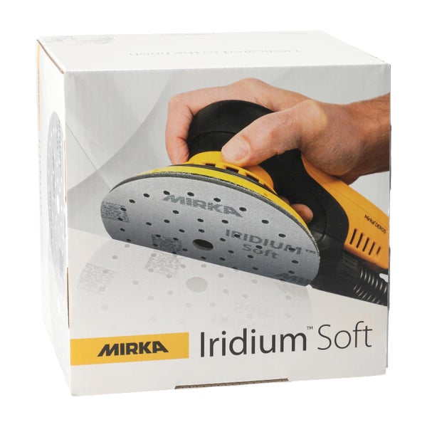 Mirka Iridium Soft Schleifscheiben Ø 150 mm / Korn P1500 / Klett Multifit / 20 Stück / schaumbasiertes Schleifmittel für präzises Trockenschleifen, Klarlackschliff, Finish