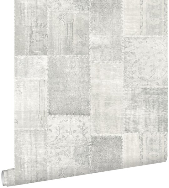 ESTAhome Tapete Kelim-Patchwork Grau - 53 cm x 10.05 m - 148329