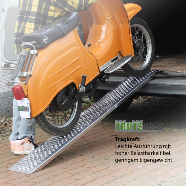 TRUTZHOLM 1 x Auffahrrampe leichte Ausführung 200 x 21,5 cm 200kg Alu grau profiliert Auffahrschiene