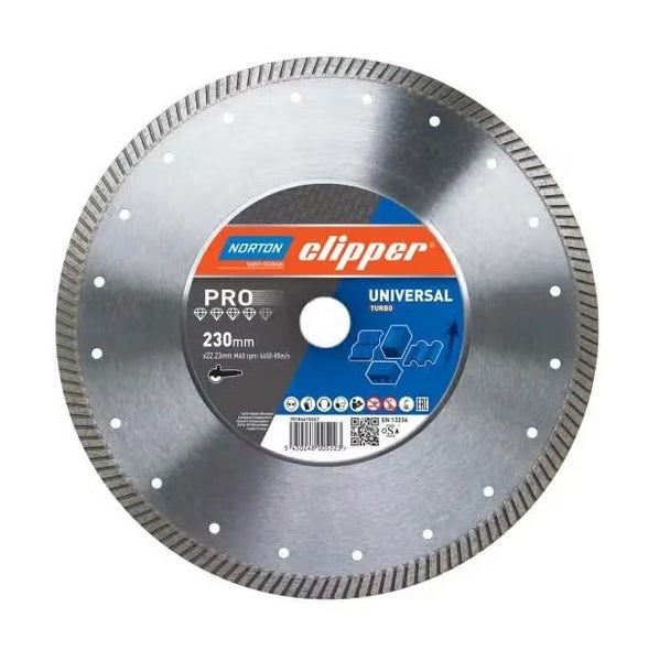 Norton Clipper Diamanttrennscheibe Pro Universal mit 230 Millimeter Durchmesser für Winkelschleifer