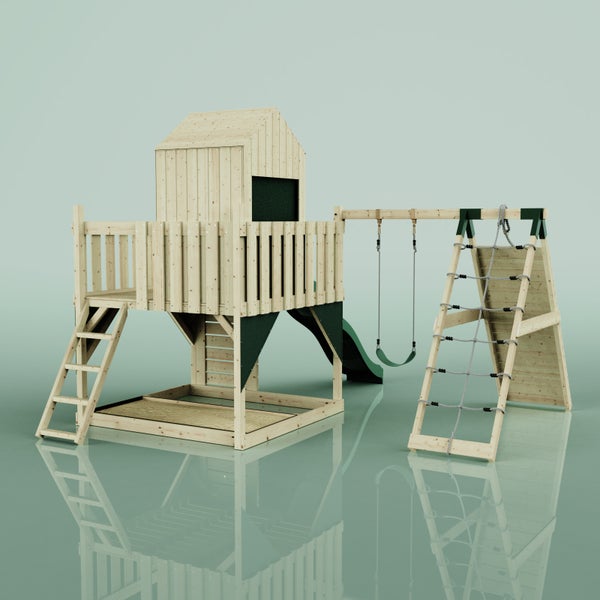 OutdoorToys Spielturm Ida aus Holz in Grün Kinderschaukel