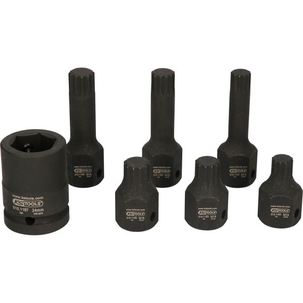 KS TOOLS 1/2 Spezial-Kraft-Bit-Stecknuss-Satz Vielzahn 7tlg. M14-M18 - 515.1160