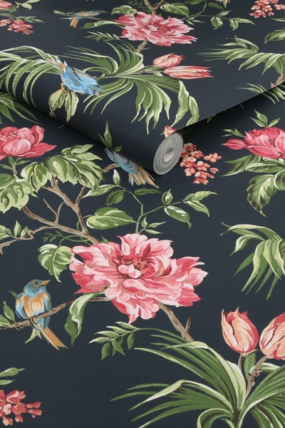 Next Vliestapete | Birds & Blooms - Dunkelblau - 10mx52cm