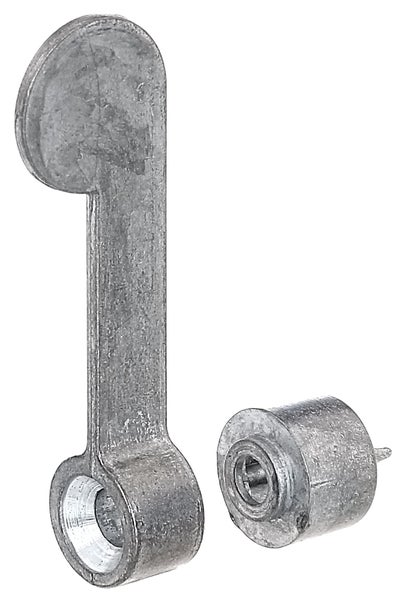 Ein Vorreiber aus Metall für Fenster oder Türen inklusive Gegenstück.