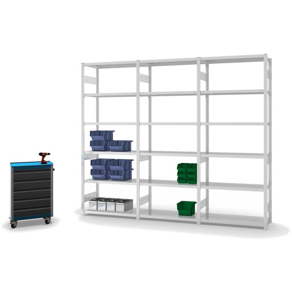 PROREGAL Fachbodenregal Stecksystem T-Profil Heavy-Duty Grundregal HxBxT 250 x 100 x 40 cm 6 Ebenen Fachlast 315 kg Beidseitig Nutzbar Lichtgrau