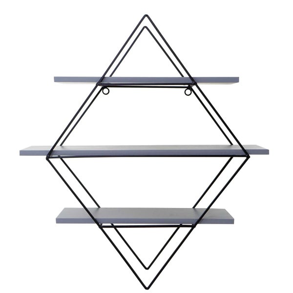 Wandregal mit drei Ablageflächen und geometrischem Rahmen