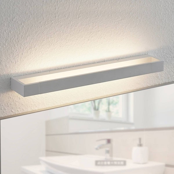Rechteckige LED-Wandleuchte für den Badezimmerspiegel, flache Bauform, Lichtaustritt nach oben und unten.