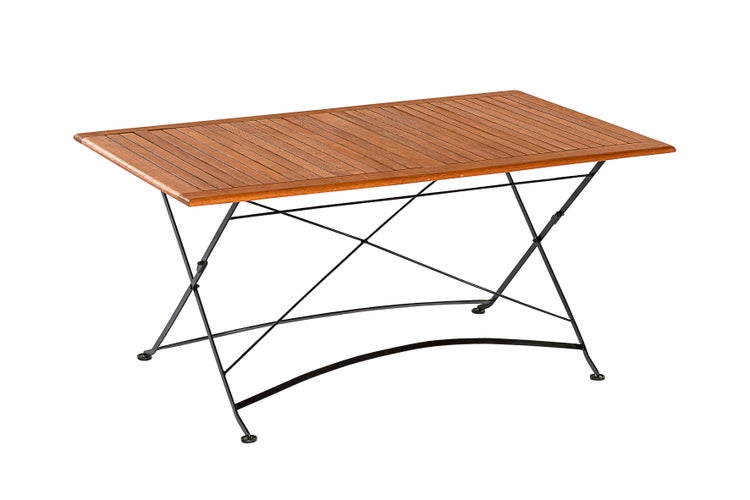 Schlossgarten Tisch, klappbar, 160 x 90 cm, Flachstahl mit Eukalyptus