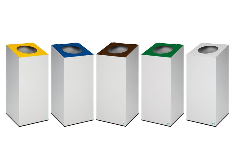 PROREGAL Robuster Modularer Wertstoffsammler Mit Runder Einwurföffnung 100 Liter HxBxT 89 x 38 x 38 cm Verzinkter Stahl Lichtgrau Lichtgrau