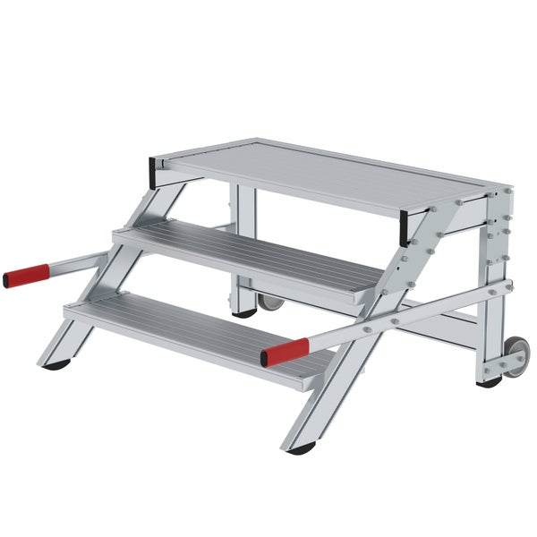 Aluminium Arbeitsbühne mit drei Stufen und Rollen