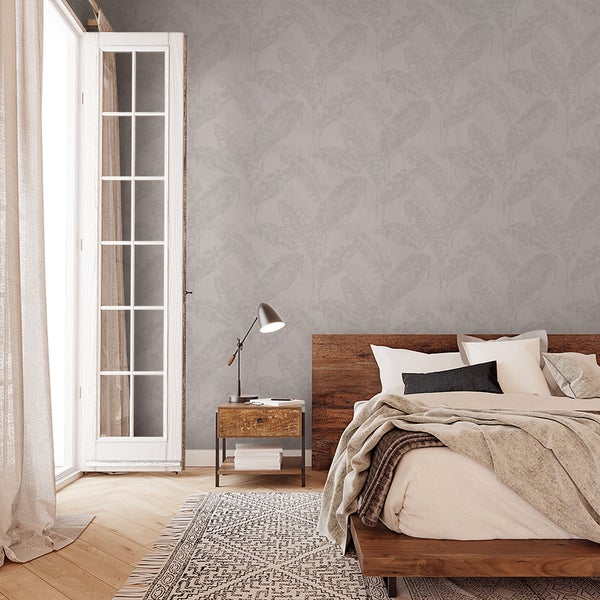 Tapete Grau Beige Floral Modern Natur für Wohnzimmer Schlafzimmer Küche MADE IN GERMANY 10,05 x 0,53m