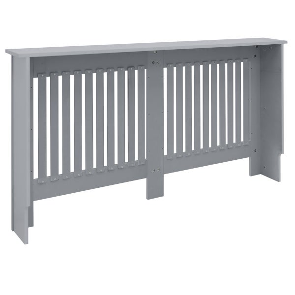 ECD Germany Heizkörperverkleidung Landhausstil 152x19x82cm, Grau, aus MDF lackiert, für Schlafzimmer, Wohnzimmer, Heizungsverkleidung Heizkörperabdeckung Heizungsabdeckung Heizung Heizkörper Abdeckung